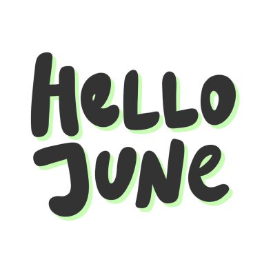 Merhaba June. Sosyal medya içeriği etiketi. Vektör el çizimi illüstrasyon tasarımı. 