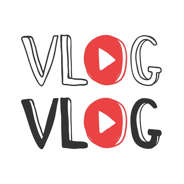 Vlog. Aufkleber für Social-Media-Inhalte. Vektor Hand gezeichnet Illustration Design. — Stockvektor