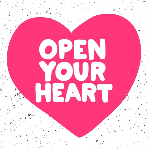 Apri il tuo cuore. Adesivo per i contenuti dei social media. disegno illustrazione disegnato a mano vettoriale . — Vettoriale Stock