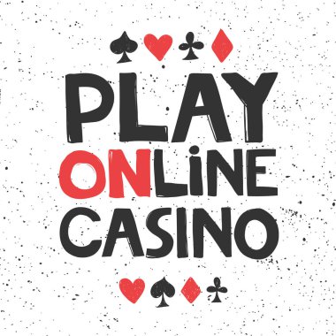 Çevrimiçi kumarhane. Sosyal medya içeriği etiketi. Vektör el çizimi illüstrasyon tasarımı. 