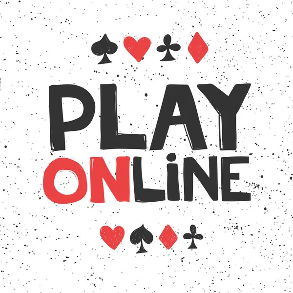 Spela online casino. Klistermärke för innehåll i sociala medier. Vektor handritad illustration design. — Stock vektor