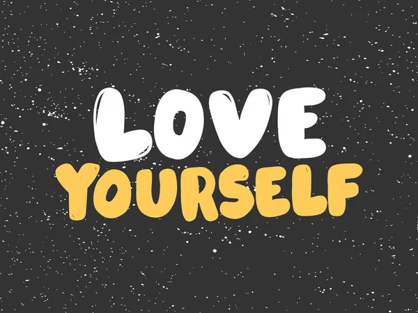 Love yourself. Sticker for social media content. Vector hand drawn illustration design. — ストックベクタ