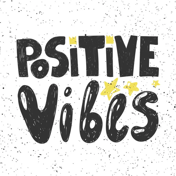 Positieve vibraties. Sticker voor social media content. Vector hand getekend illustratie ontwerp. — Stockvector