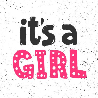 O bir kız. Sosyal medya içeriği etiketi. Vektör el çizimi illüstrasyon tasarımı. 