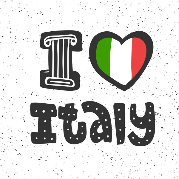 Me encanta Italia. Adhesivo para contenido de redes sociales. Vector dibujado a mano diseño de ilustración . — Vector de stock