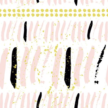 Geometrik fırça darbeleri elementleri ile vektörsüz desen. Memphis geometrik anahatları modern moda. 