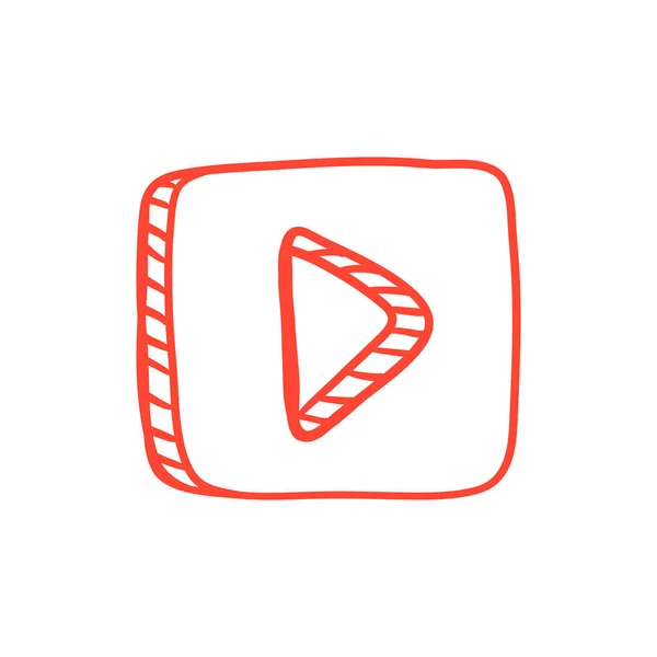 红色手绘按钮与视频按钮图标. — 图库矢量图片