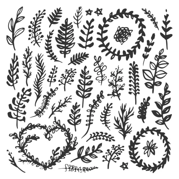 Elementi di natura disegnati a mano, grande design per qualsiasi scopo. Illustrazione schizzo vettoriale. Logo elemento illustrazione sfondo. Illustrazione di sfondo fiore. Collezione di icone. — Vettoriale Stock