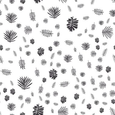 Doğa elementleri kusursuz. Vektör soyut grafik tasarımı. Kusursuz vektör çiçek deseni. Beyaz soyut doku. El çizimi eskiz. Doodle kümesi ögesi.