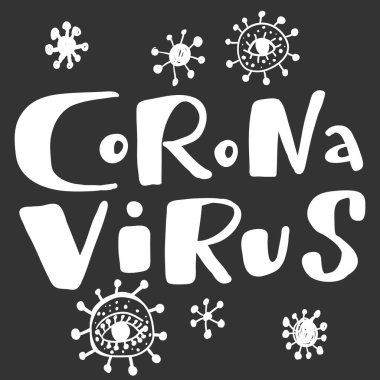 Corona Virüsü. Covid-19. Sosyal medya içeriği etiketi. Vektör el çizimi illüstrasyon tasarımı. 