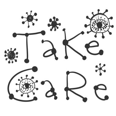 Kendine iyi bak. Sosyal medya içeriği etiketi. Vektör el çizimi illüstrasyon tasarımı. 