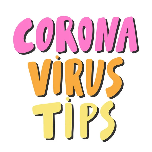 Corona Virus Tips. Covid-19. Sticker for social media content. Vector hand drawn illustration design. — Stock Vector