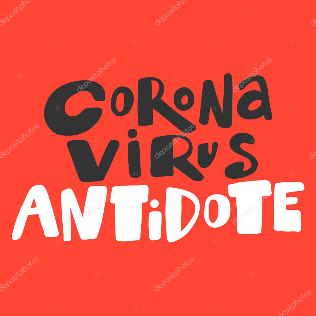 Covid-19. Sticker for social media content. Vector hand drawn illustration design. Vector illustration