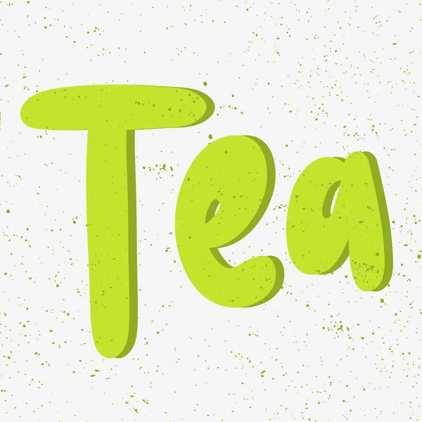 Chá Verde. Adesivo para conteúdo de mídia social. Design de ilustração desenhada à mão vetorial . —  Vetores de Stock