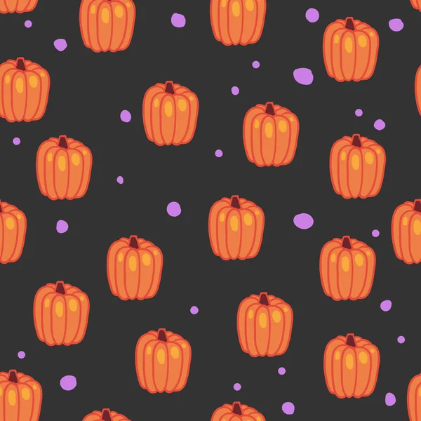 Dibujos animados de Halloween patrón sin costuras sobre fondo oscuro. Textura vectorial sin fisuras . — Vector de stock