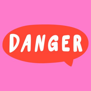 Tehlike. Sosyal medya içeriği etiketi. Vektör el çizimi illüstrasyon tasarımı. 