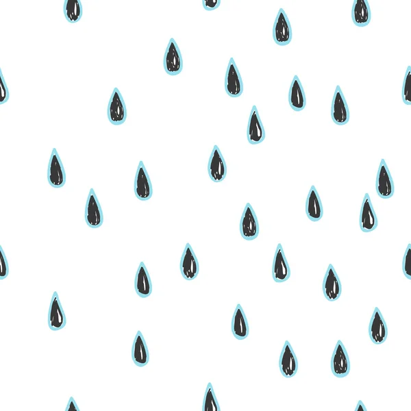 Abstract seamless pattern with Rain Drops Brush Strokes. Beautiful modern texture with chaotic painted elements. Monochrome background for your design. — Stock Vector