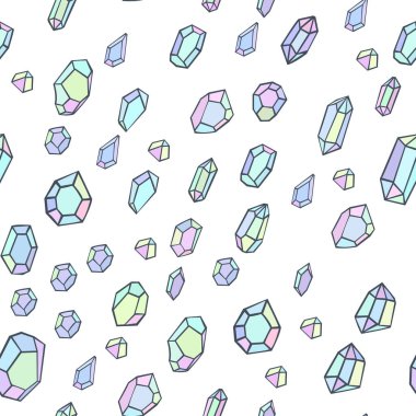 Değerli kristalleri olan soyut, pürüzsüz bir desen. Kaotik boyalı elementleri olan güzel modern doku. Tasarımınız için çok renkli arkaplan.