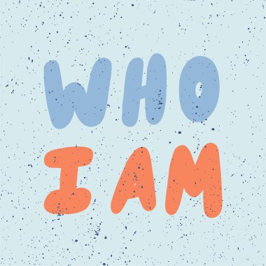 Kim olduğumu. Çizgi film illüstrasyon moda tabiri. Sevimli Moda Tasarım Yazıtipi. Vintage vektör el çizimi çizimi. Vektör logo simgesi.