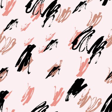 Fırça darbeleri geometrik elementlerle soyut ve pürüzsüz desen. Kaotik boyalı şekilli güzel modern doku. Tasarımınız için çok renkli arkaplan. 