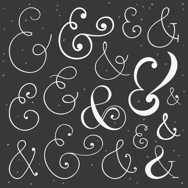 Sbírka vektorových kaligrafií ručně kreslených ampersandů. Dobré pro svatební oznámení, přání k narozeninám, design webových stránek. — Stockový vektor