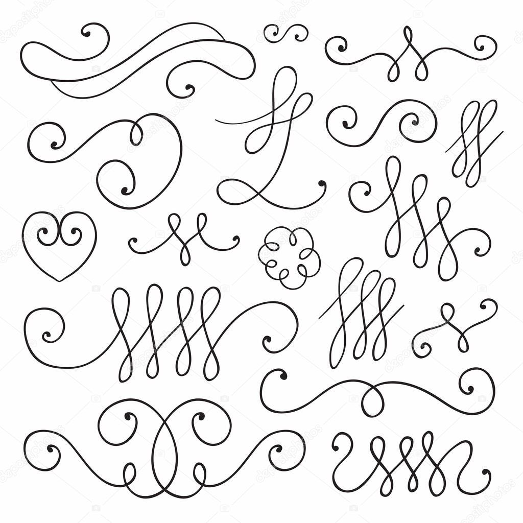 Vector hand drawn collection of vintage victorian elements. Good for wedding invitation, birthday card, web page design.