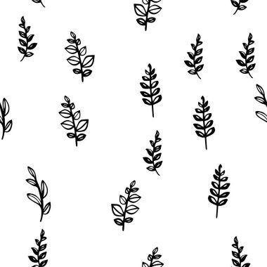 Doğa elementleri kusursuz. Vektör soyut grafik tasarımı. Kusursuz vektör çiçek deseni. Beyaz soyut doku. El çizimi eskiz. Doodle kümesi ögesi.