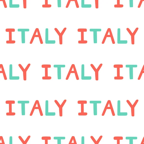 Italië. Trendy belettering met pop art naadloze tekst. Naadloze textuur. Vintage achtergrond poster. Geometrische kunst naadloos patroon. Modedruk — Stockvector