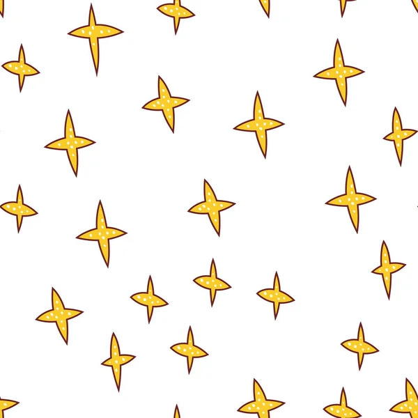 Abstraktes, nahtloses Muster mit geometrischen Sternenelementen der Pinselstriche. Schöne moderne Textur mit chaotischen bemalten Formen. Monochromer Hintergrund für Ihr Design. — Stockvektor