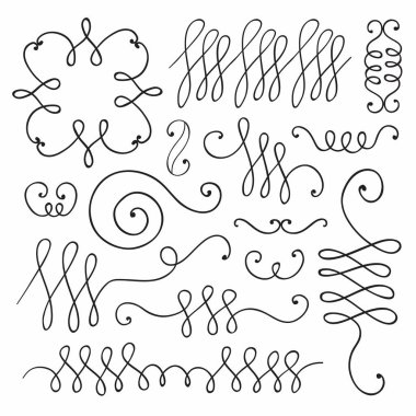 Vintage Viktorya dönemi elementlerinden oluşan bir vektör el koleksiyonu. Düğün davetiyesi, doğum günü kartı, web sayfası tasarımı için iyi.