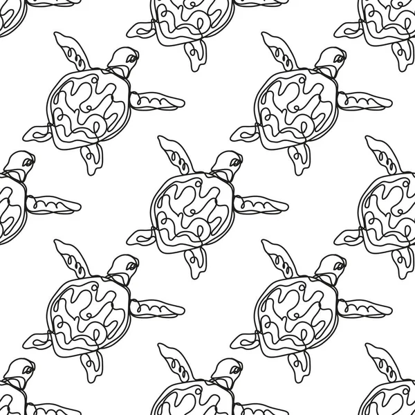 Бесшовный узор с морскими черепахами. Морская жизнь. Рисунок мандалы. Рисование вручную. Стильный фон. — стоковый вектор