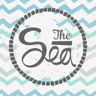 Deniz. Metin kartı hat tasarımı. Vektör illüstrasyon Deseni arkaplanı. Davetiye tasarımı. Festivalsel vektör illüstrasyonu