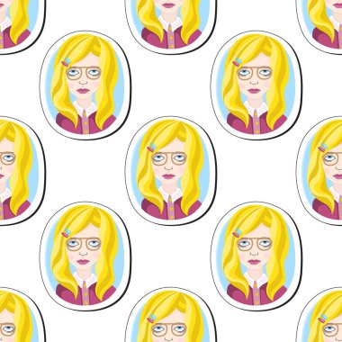 Sarışın kız, beyaz arkaplanda izole edilmiş, pürüzsüz desen simgesi.