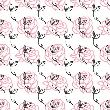 Elle çizilmiş güllerle dekoratif, pürüzsüz desen. Elle boyanmış pis mürekkep karalama çiçekleri. Dijital kağıt, kumaş, arkaplan ve ambalaj için modaya uygun sonsuz doku