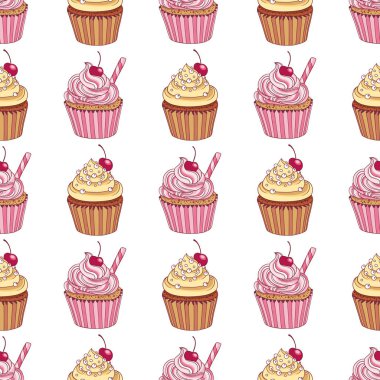 Modern dikişsiz tatlılar, her amaç için harika bir tasarım. Renkli bir geçmiş. Vektör karalama arkaplanı.