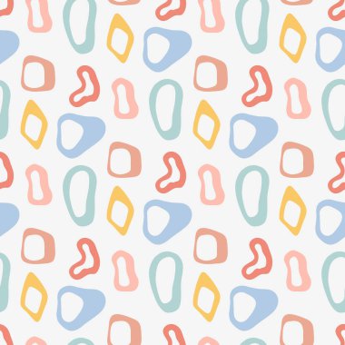 Elle çizilmiş çeşitli şekiller ve karalama nesneleri. Soyut modern trend vektör illüstrasyonu. Damga dokusu.