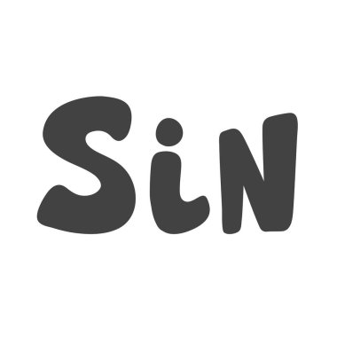 Günah. Vektör el çizimi kaligrafik tasarım posteri. Duvar sanatı, gömlek baskısı tasarımı, web afişi, video kapağı ve diğer şeyler için iyidir.