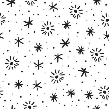 El yapımı yıldızlar. Dekorasyon tasarımı için kusursuz yuvarlak modern illüstrasyon. Grunge 'un geçmişi. Vektör boyası. Vintage vektör süsleme şablonu. Çember şekli.