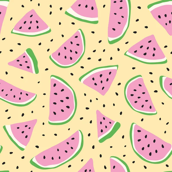Watermelon seamless. Organic fruit. Vector sketch illustration. Vegetarian healthy food. — Stock Vector