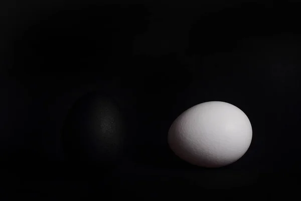 black egg lies on white background white egg lies on black background