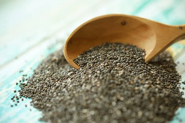 Chia black seeds lie on the table