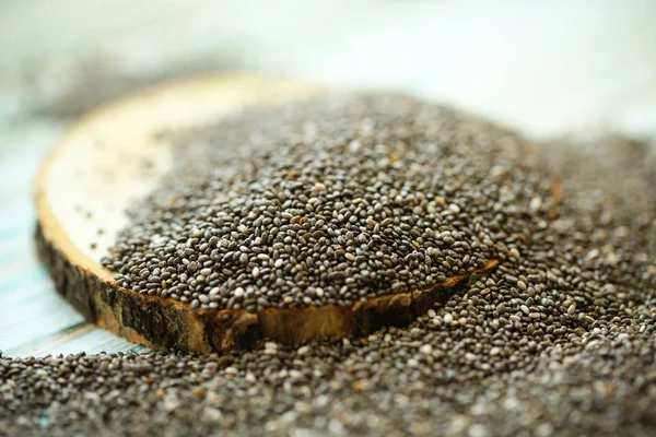 Chia black seeds lie on the table