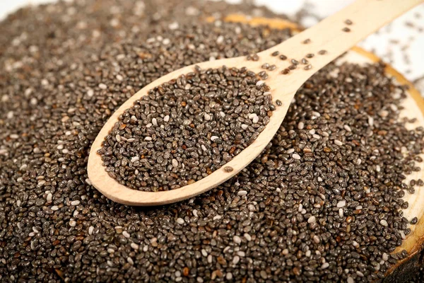 Chia black seeds lie on the table