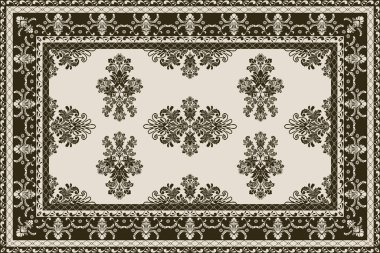 Klasik Arap deseni. İran halısı. Kumaş tasarımı, el yapımı, iç dekorasyon ve tekstil için zengin süs. Geometrik süslemeli İran halısının soyut tasarımı. Fas tarzı arka plan..