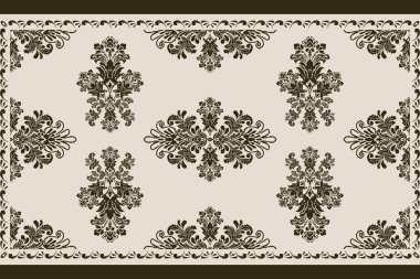 Klasik Arap deseni. İran halısı. Kumaş tasarımı, el yapımı, iç dekorasyon ve tekstil için zengin süs. Geometrik süslemeli İran halısının soyut tasarımı. Fas tarzı arka plan..