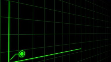 Yeşil neon çizgisi animasyon dijital teknoloji finans piyasası iş dünyası sunumu. Neon yeşil çizgi çizelgesi ilerlemeyi canlandırdı veri görselleştirmesi borsa büyümesi.