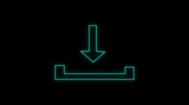 Yüksek çözünürlüklü neon animasyon. Mor ve mavi renkli parlayan efektlerin olduğu bir sembol indir. Dijital indirme süreci çubuğu. 4k ultra hd içinde gelecekçi bilim kurgu kullanıcı arayüzü ögesi.