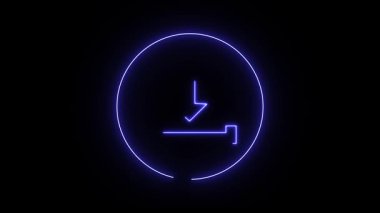 Modern fütürist bilim kurgu tasarımı. Siber punk tarzı hareket eden parlak bir simge indirme simgesi. Dijital indirme işlemi animasyonu. 4k ultra yüksek çözünürlüklü kusursuz döngü.