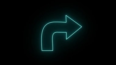 Neon mor ok sağa dön animasyonu. Parlak çizgili kusursuz döngü hareketi grafikleri. Soyut arka plan dijital teknolojisi. Modern moda tarzında UI UX tasarım ögesi.