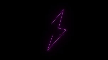 Neon yıldırım animasyonu. Mor pembe parıldayan enerji parlayan elektrik sembolü. Elektrik gücü flaş animasyonu. Dijital ortam için pürüzsüz döngü ile parlayan neon sembolü. ChatGPT 'ye sor